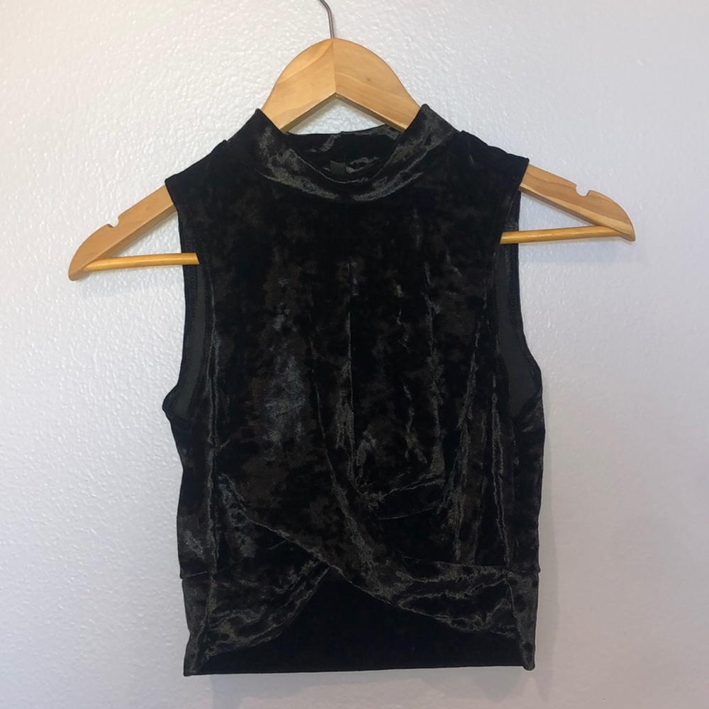Topshop Black Sued Crop Top